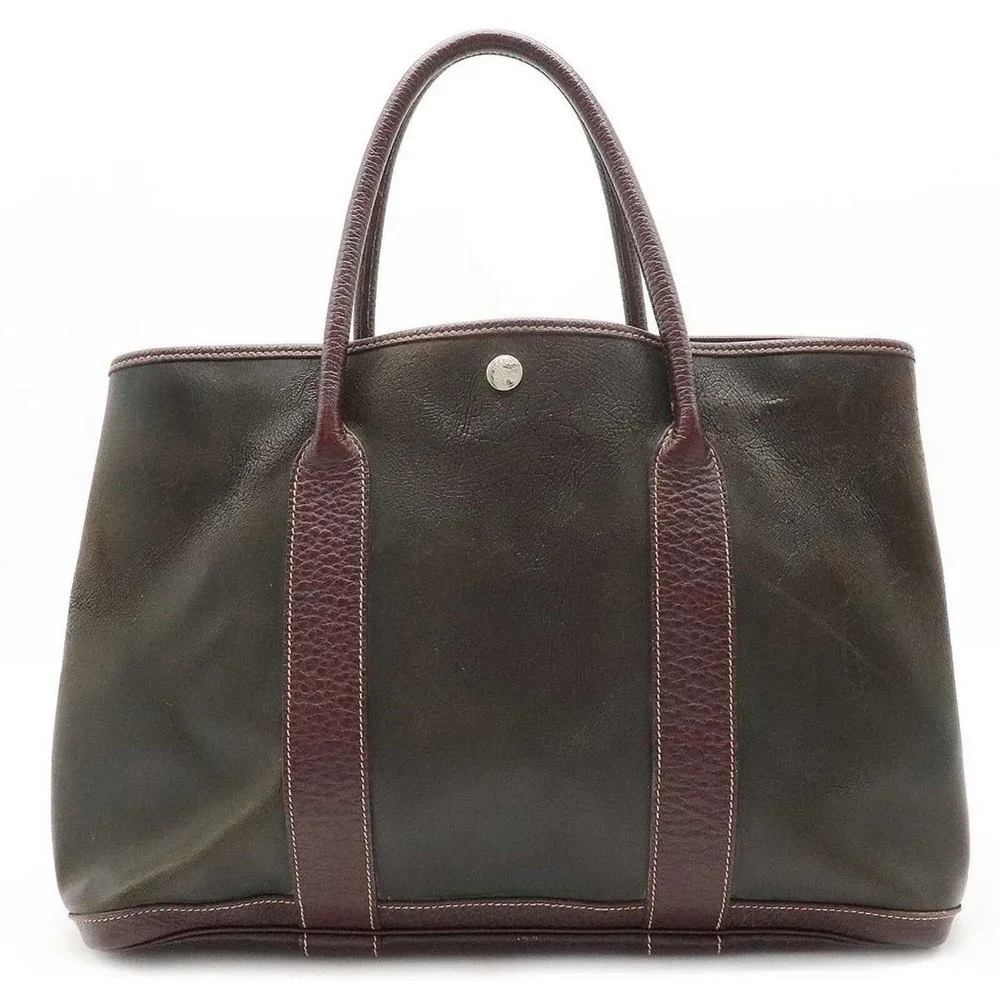 Hermes Garden Party PM Amazonia Tote Bag Authentic Beautiful Bordeaux Color - Picture 1 of 9